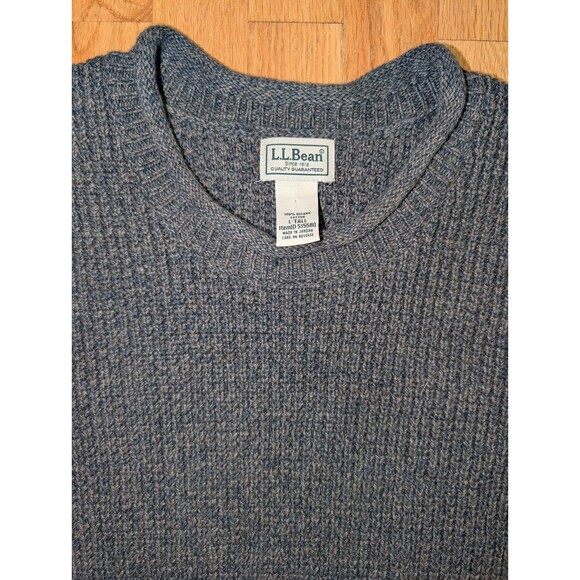 Men's L.L.Bean Organic Cotton Waffle Sweater Rollneck Crew Large Tall LT 515580 - Picture 4 of 7